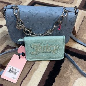 Juicy Couture Light Blue and Mint Crossbody Bag with wallet
